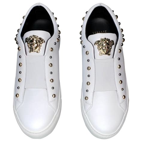 white and gold versace shoes